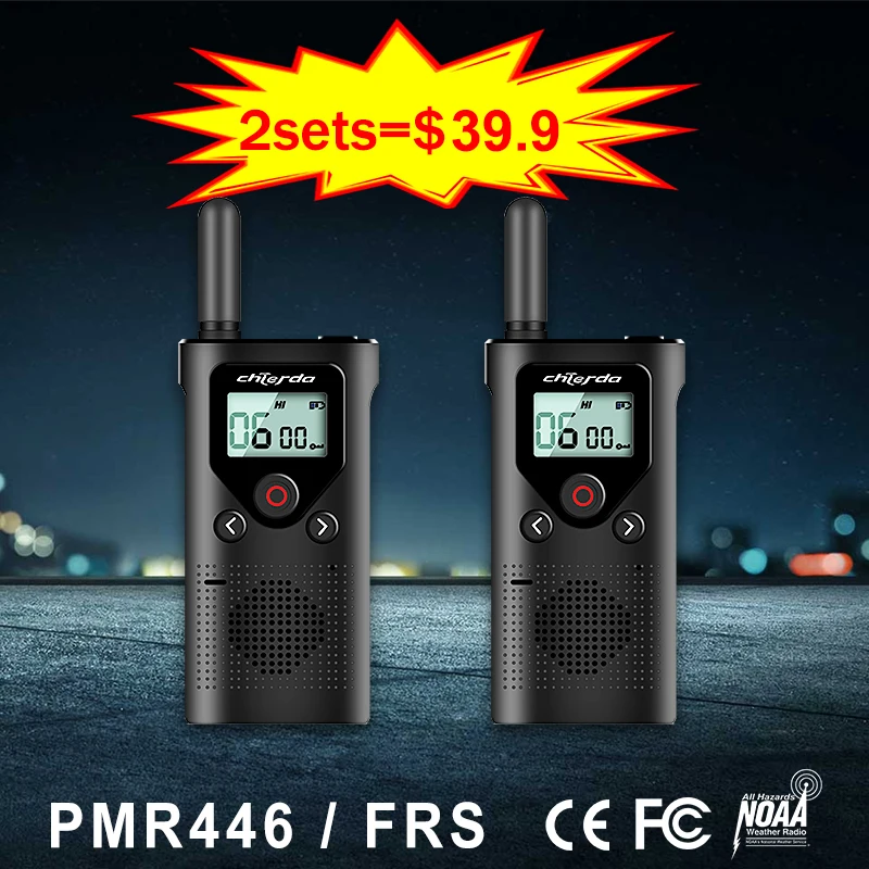 PMR 446 Walkie Talkie Profesional Two Way Radio  2 pcs  Long Range License-free Two-way Radio ht PTT for Hunting Outdoor NOAA