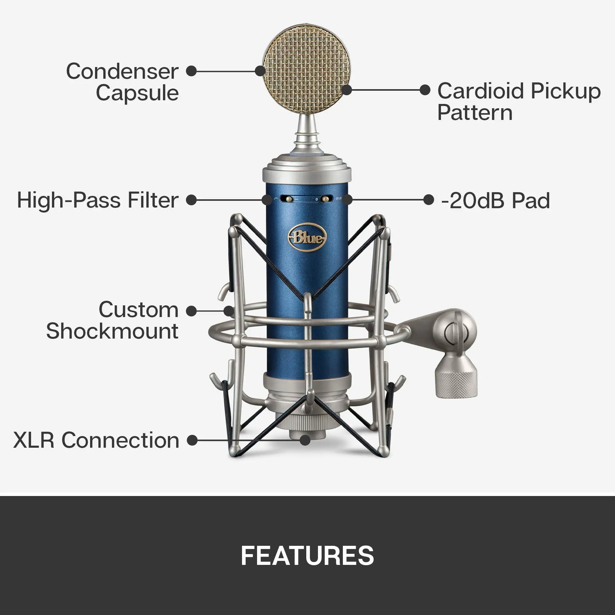 Blue Bluebird SL Cardioid Condenser Microphone for Pro Recording, Streaming, Podcasting, Gaming, Mic with Large Diaphragm