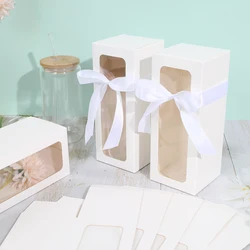 10pcs White Black Glass Laser silver Gift Box Glass Display Box Transparent Gift Box Water Cup Jar Sublimation Glass