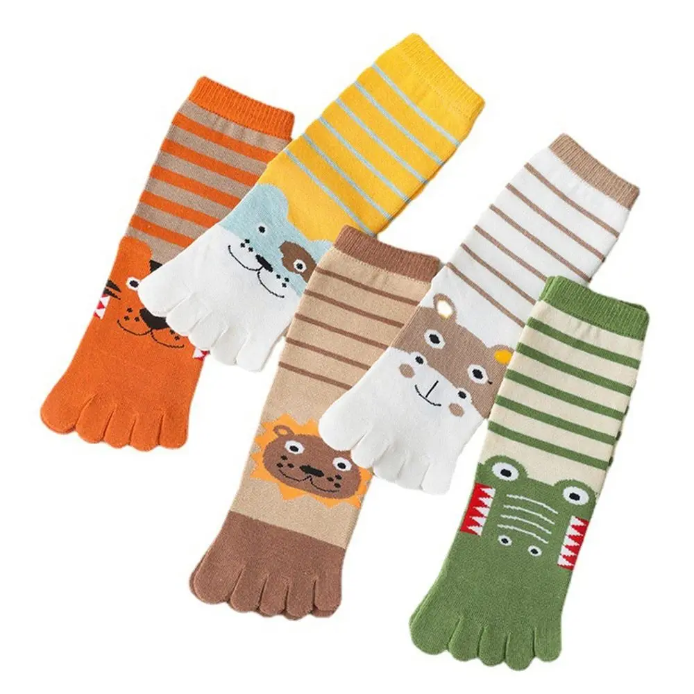 Breathable Children's Long Tube Socks Healthy Sweat-absorbing Cotton Socks Five-finger Socks