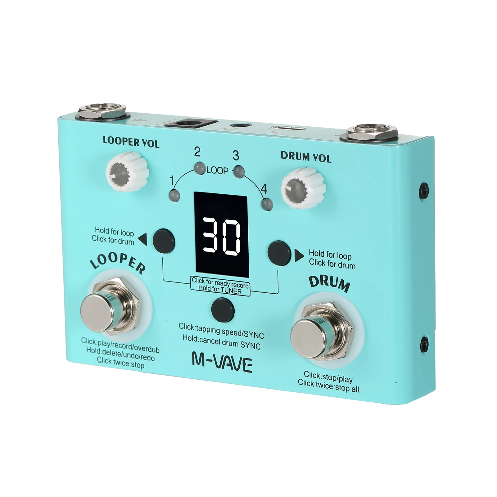 M-VAVE LOST TEMPO Effect Pedal Drum & Looper Effector Mini 2-in-1 Looper & Drum Machine Double Footswitch Looper Pedal Looper