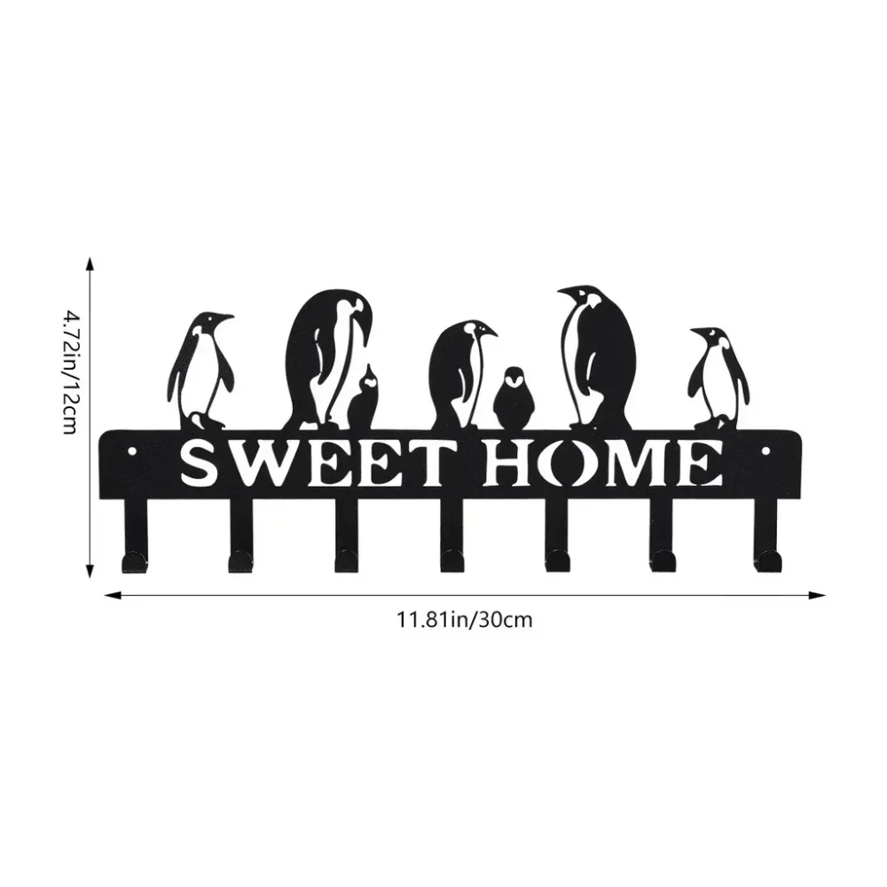 CIFBUY Wrought Iron Penguin Hook Keychain Wall Mounted Coat Rack Key Hanger for Balcony Doorway Entryway Home Decor Organizer