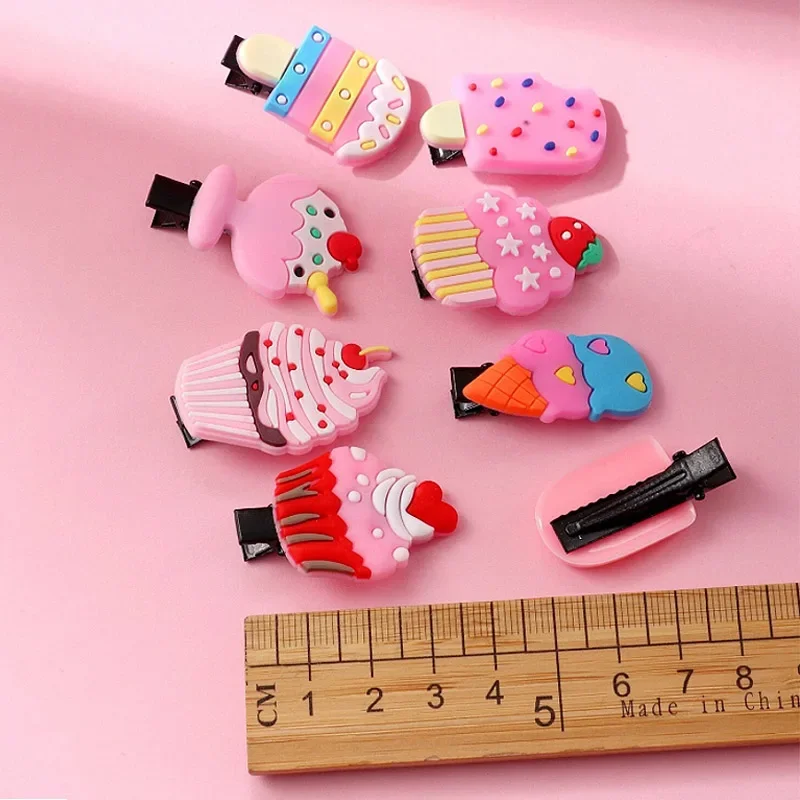 10PCS/Set Girls Cute Cartoon Ice Cream Unicorn Hair Clips Kids Lovely Fruits Hairpins Fashion Sweet Barrettes Hair Accessories