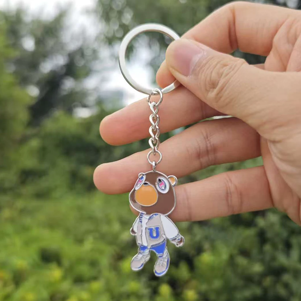 Kanye Bear Pendant Keychain Europe and America Hip Hop Punk Keyring Jewelry Accessories Gifts for Boys Men