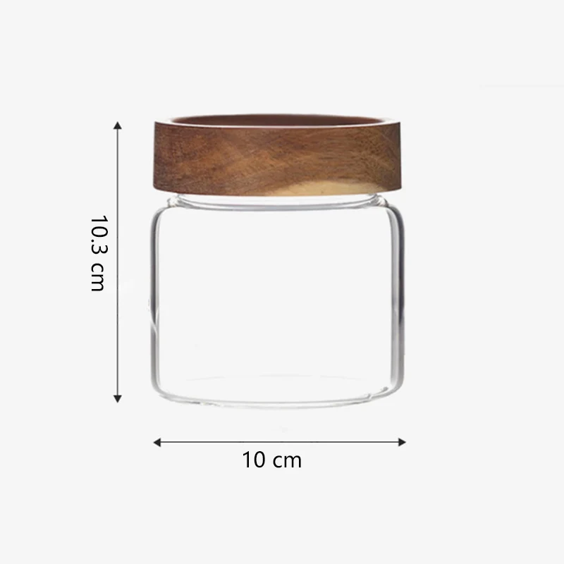 20oz 600ml Wood Lid Glass Airtight Canister Kitchen Storage Bottles Jars Food Container Grains Coffee Beans Candy Big Containers