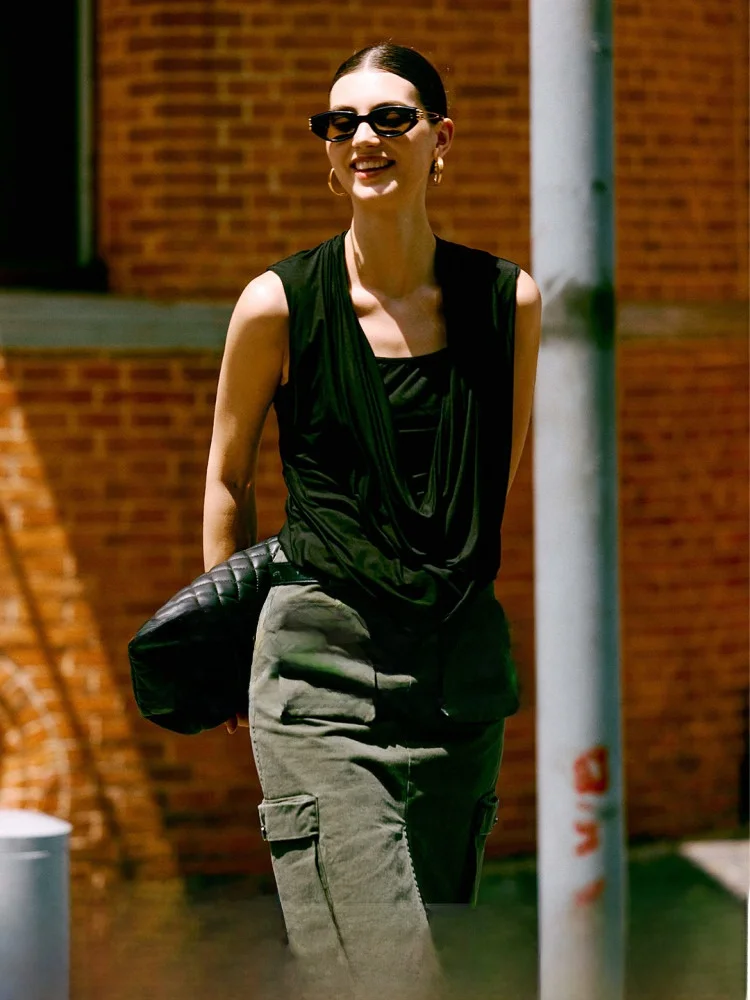 

Luna7xi Military een Cotton Workwear Skirt Women's High Waist A-Line Skirt Faionable Versatile Summer New Arrival