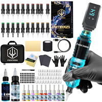 Tattoo Kit POSEIDON V5 High Power Tattoo Pen Kit For Permanent Makeup Tattoo Machine Kit Blue Tattoo Power Supply Tattoo Gun Kit
