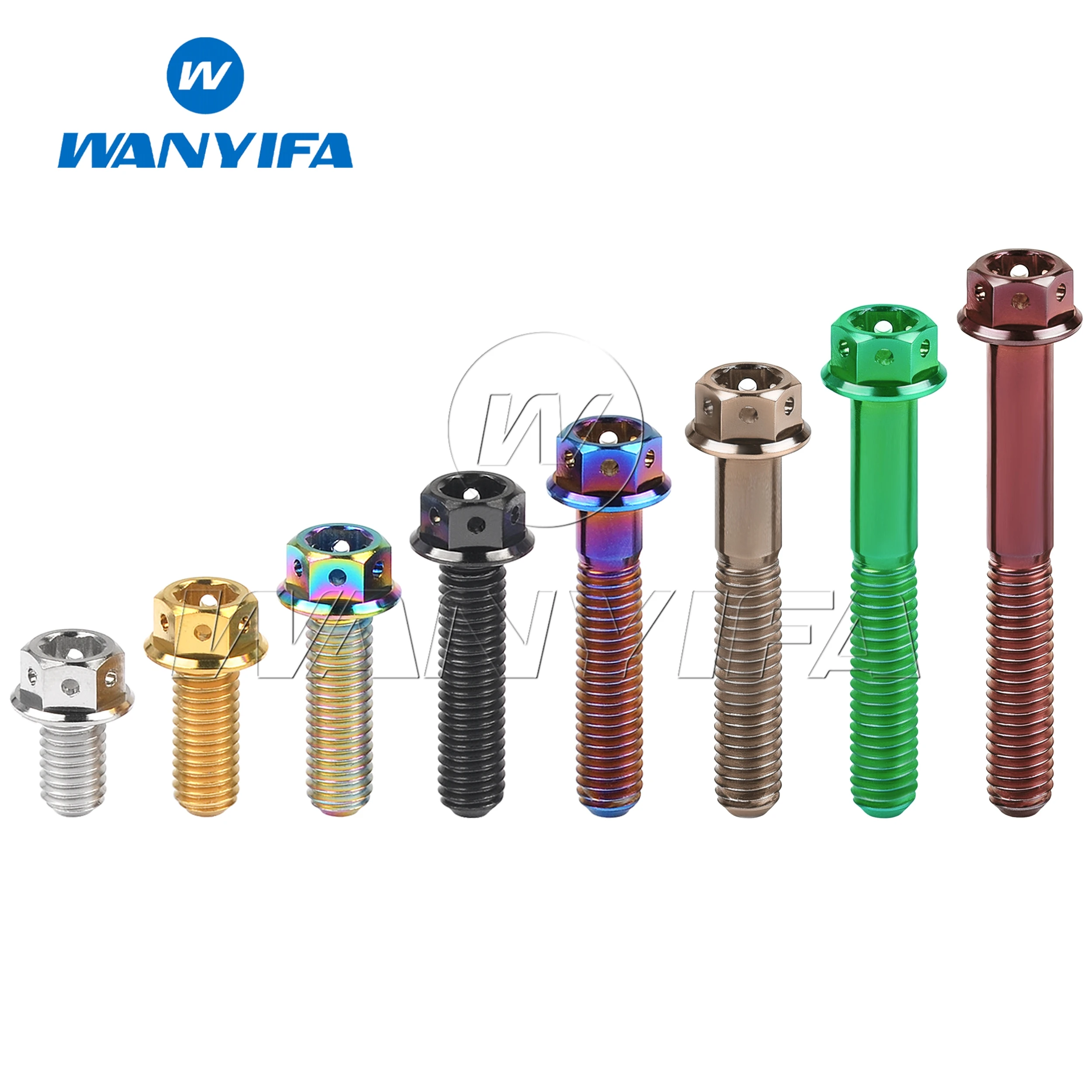 Wanyifa Titanium Bolt M6/M8x10-75mm Flange with holes Inner Hexagon Head Screws for Motorcycle Brake Calipers 10PCS