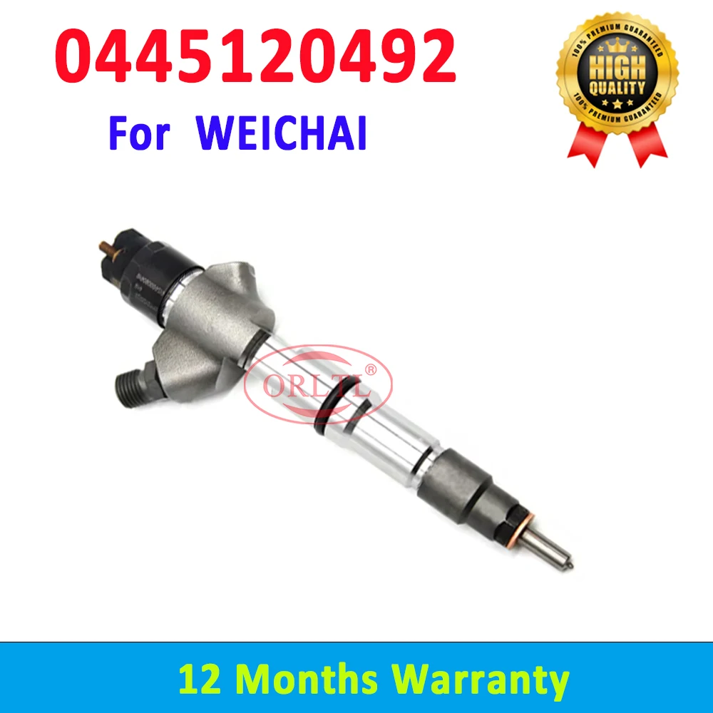 ORLTL Diesel Fuel Injector Nozzle 0445120492 Common Rail Injector 0 445 120 492 Compatible For Weichai WP10 Engine