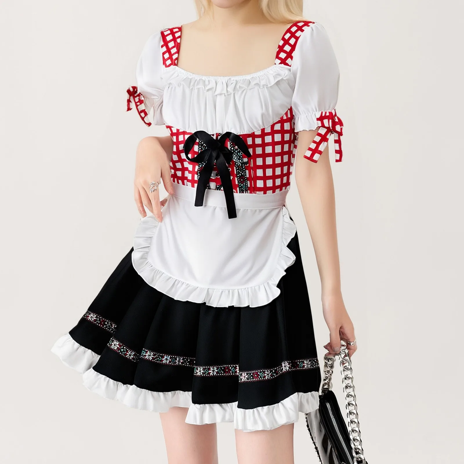 زي مهرجان البيرة زي الأداء النسائي البافاري فستان برقبة مربعة مطبوع برقبة مربعة فستان فيستدوس دي فيرانو بارا موخير نسائي نسائي #1