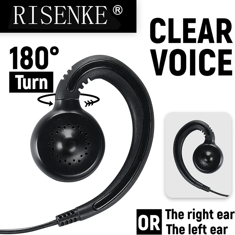 RISENKE-Walkie Talkie Earpiece for Motorola,Radio with PTT Mic Headset,RDM2070D,CLS1110,CLS1410,CP200,GP2000,XU1100,PRO1150,MU12