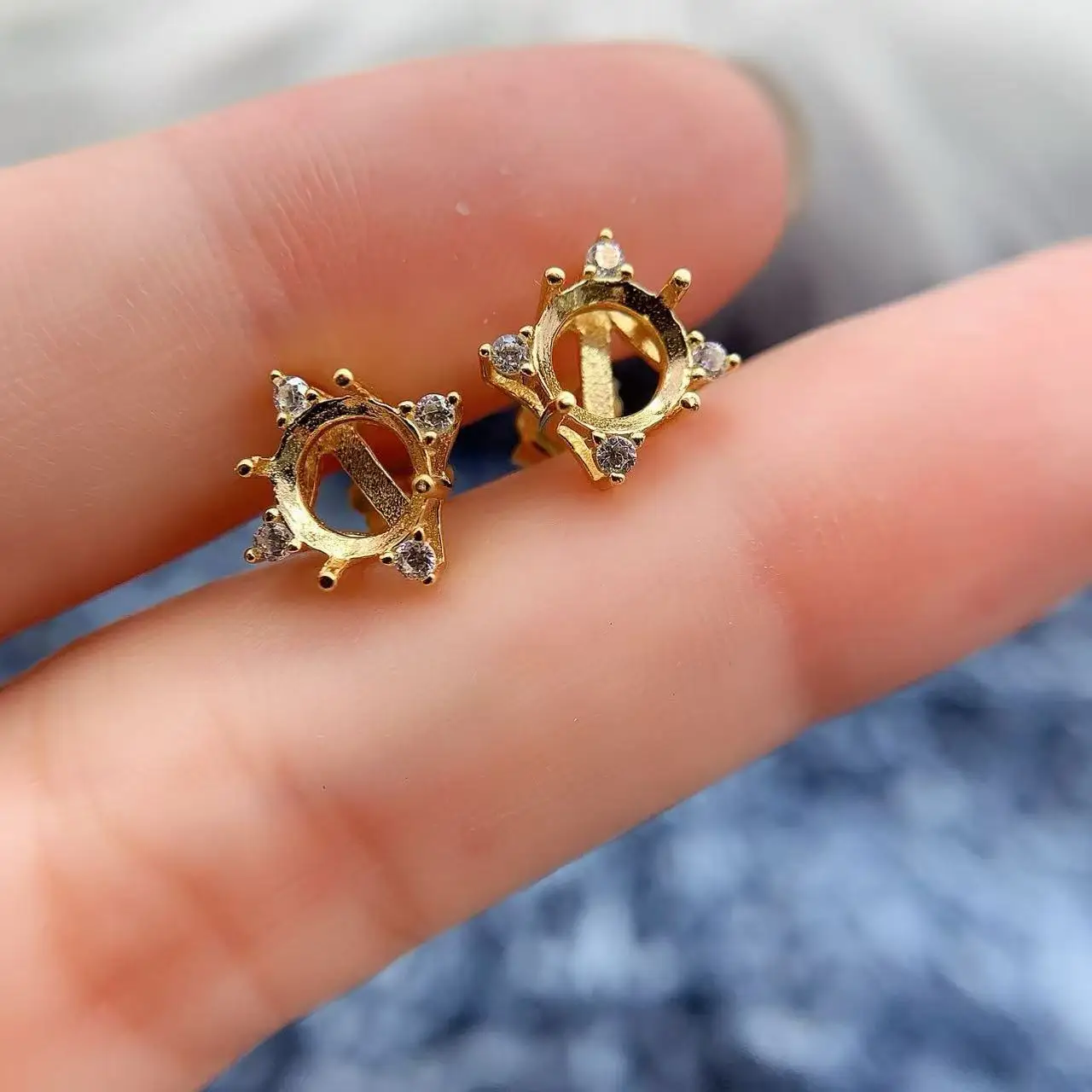 MeiBaPJ Inlay 3/4/5/6mm Round Stone Womens Earrings Settings S925 Sterling Silver Zircon Classic Jewelry Free delivery Wholesale