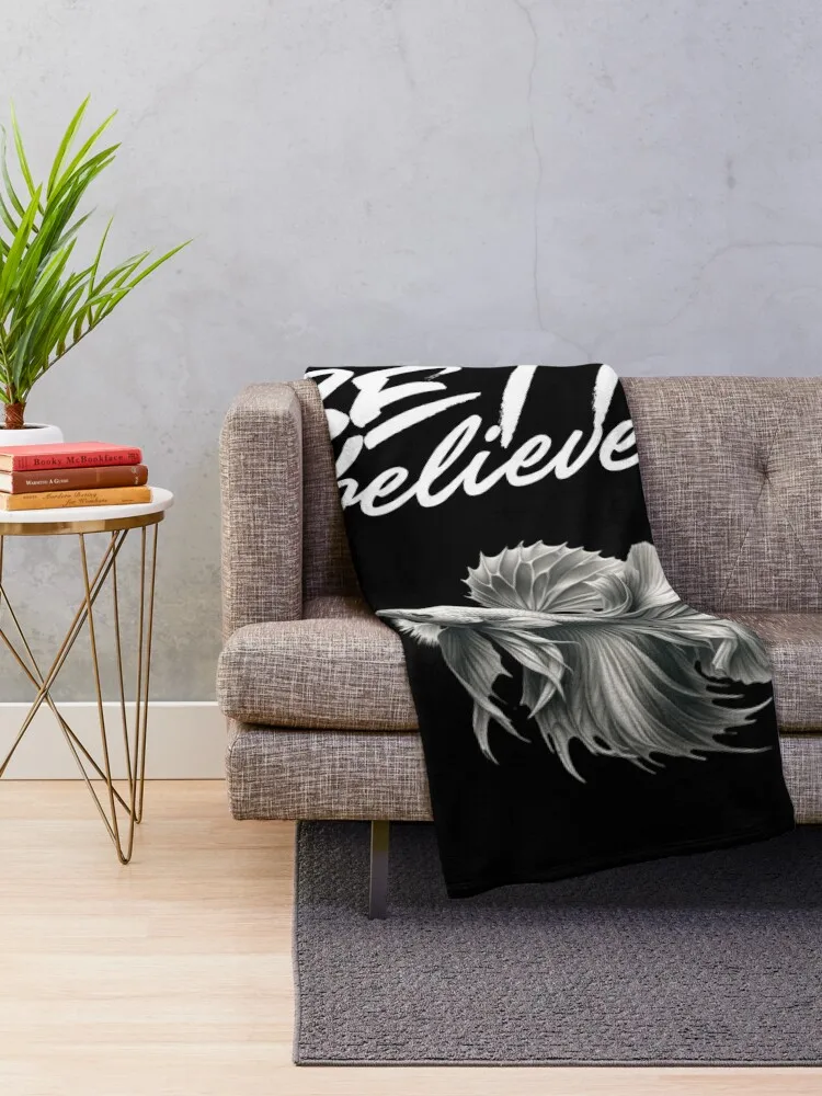 Betta Believe It Funny Exotic Betta Fish Gift Throw Blanket Sofas christmas gifts Luxury Brand Blankets