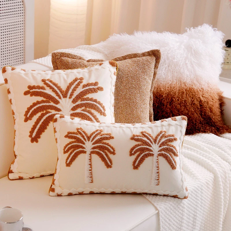 30X50/45X45CM Coconut Pattern Throw Pillow Cover Stripes Antique Stamping Waist Cushion Cover Decor Home Decorative Pillowcase
