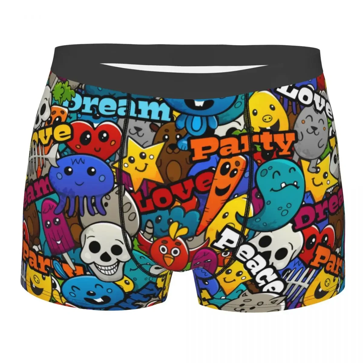 

Custom Graffiti Characters Cartoon Skull Underwear Men Street Art Boxer Briefs Shorts Panties Soft Sexy Underpants For Homme