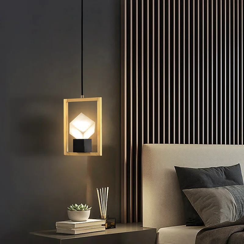 Iluminación colgante de cristal moderna para dormitorio, luz de lujo para sala de estar, Fondo de TV, decoración artística, iluminación colgante para mesita de noche