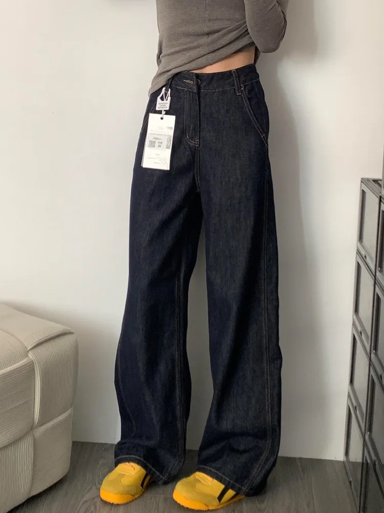 

Женские джинсы Deep Blue с высокой талией и широкими штанинами, весенне-осенние, удлиненные, в американском уличном стиле, прямые, в пол