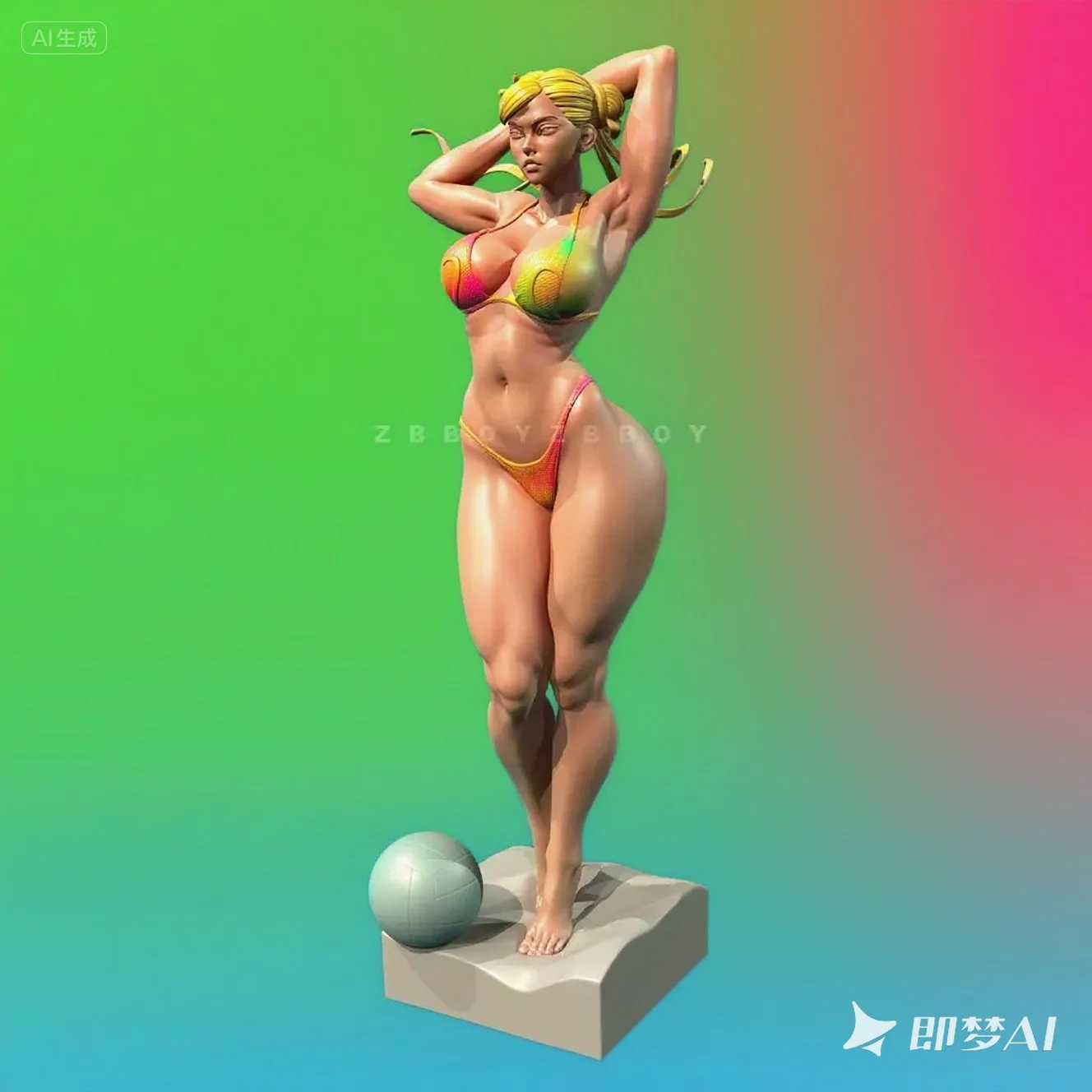 

The height of man 38mm 50mm 75mm Resin Model Kit Beach Volleyball Chunli Colorless Self Assembly（3D Printing ）TD-7424/3D