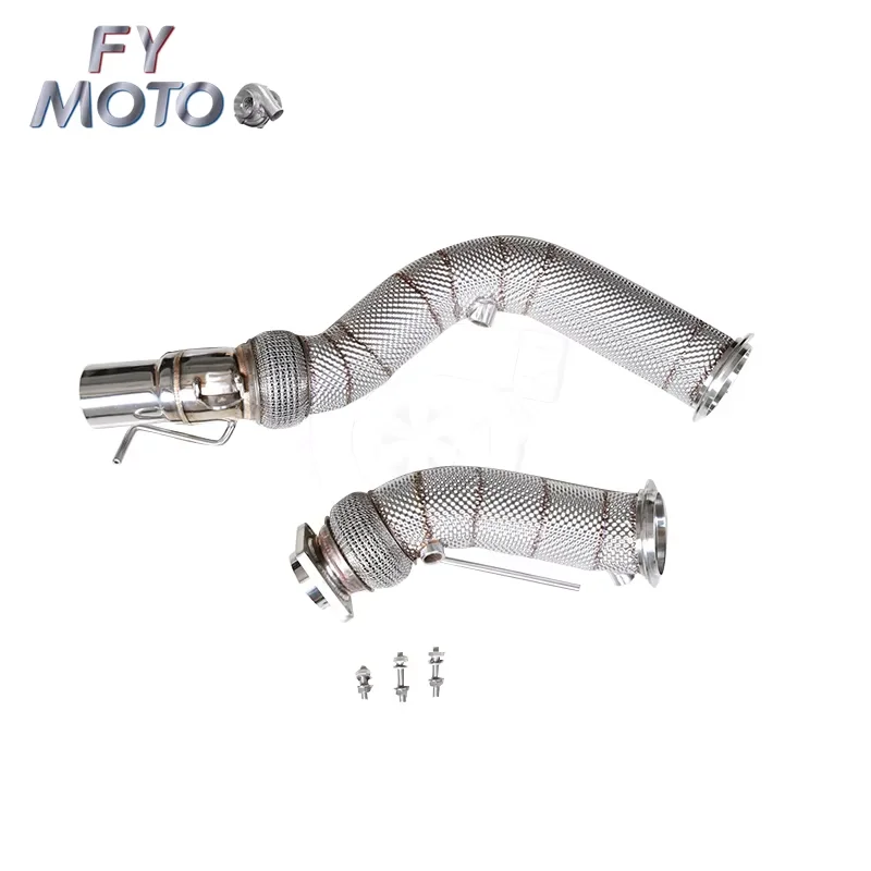 OPF Exhaust Downpipe w/ Heat Shield Fits F80 M3 F82 M4 S55 3.0T 2020 Stainless Steel High Flow Turbo Exhaust Parts
