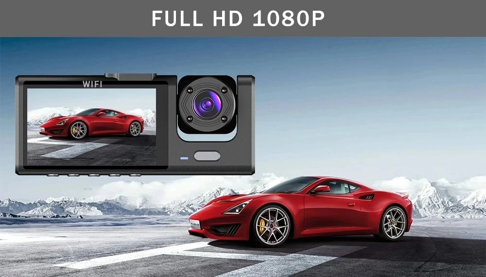 1080P 3-Kanal-Objektiv WLAN Dashcam Auto DVR Innenraumkamera Mini-Recorder Video-Registrator Dashcam Dreiwege-Videokamera – Detail 6
