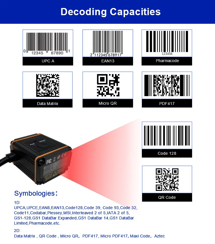 LONVILL Industrial IP65 Datamatrix Reader CMOS Sensor High-Resolution USB Interface 2D Conveyor Fixed Barcode Scanner
