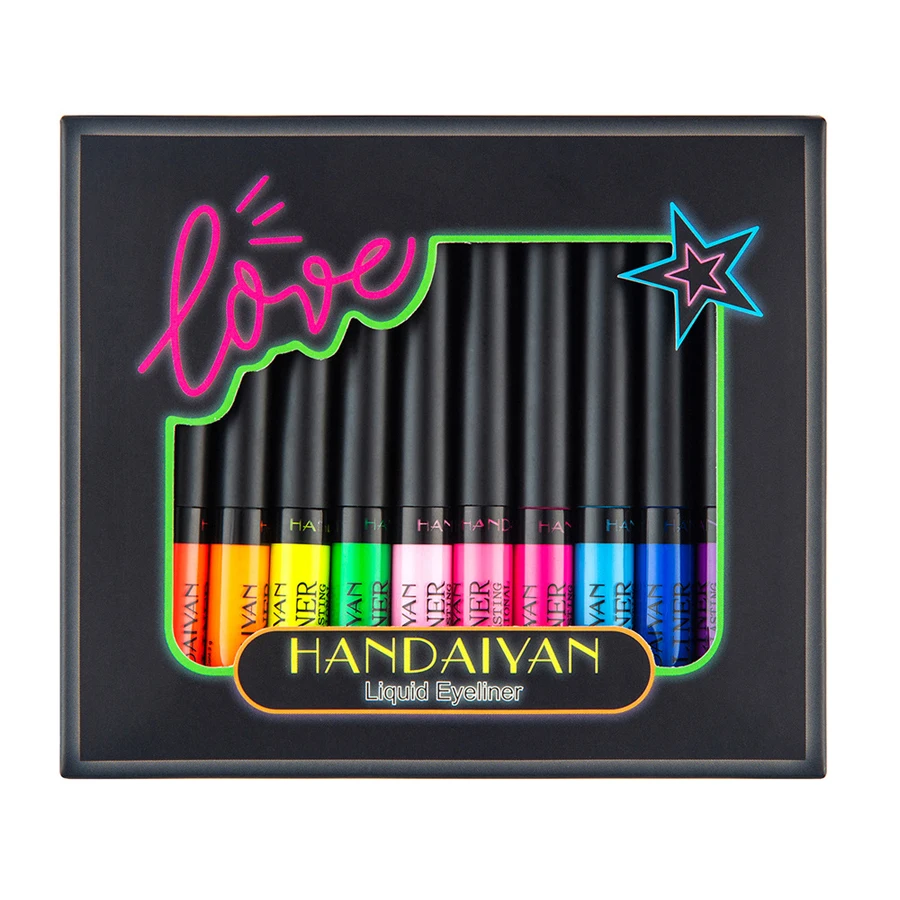 Handaiyan 12 ピース/セットカラフルな液体アイライナー UV 防水蛍光アイライナーフェイスボディペイントペン長期的な簡単に削除