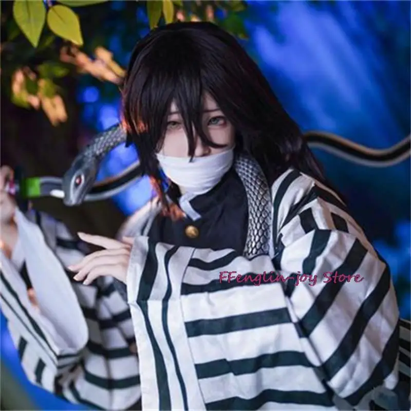 Iguro Obanai Anime  Cosplay Costume  Kimono Uniform Wig Cosplay Suit Halloween Carnival Party Snake Props