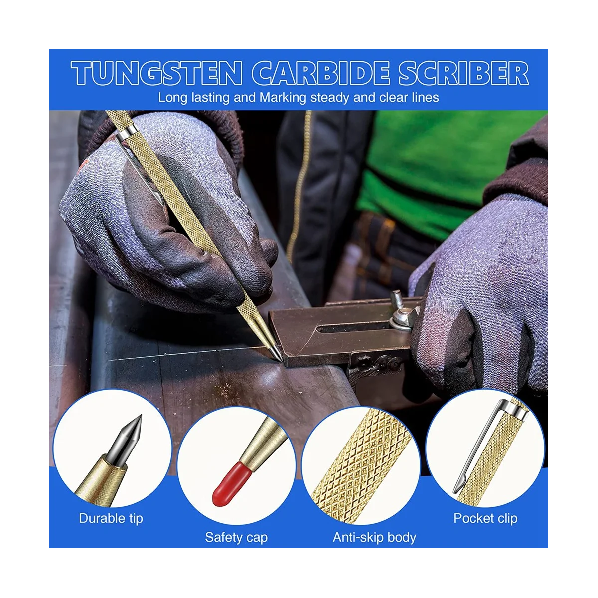 مجموعة أدوات وضع علامات الخطاط مع لكمة مركزية آلية ، أداة نقش كربيد ، أقلام نجار ، 8 عبوات