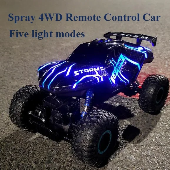 4WD Off-road Vehicle with Spray Lights, 5 Light Effects, Big Foot Climbing Car Stunt Car Mountain Racing Car Kids Toys Cars