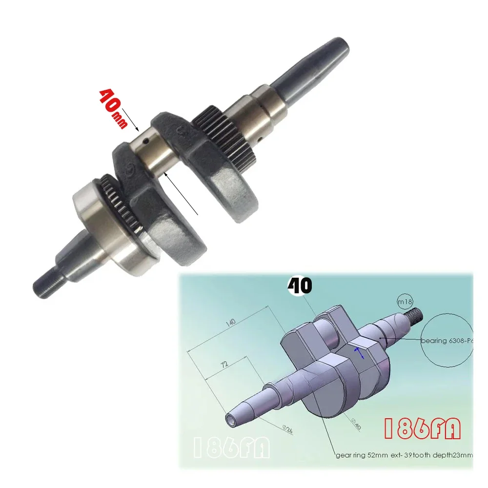 Air cooled engine, crankshaft for 186FA engine, please check the dimensions firstly when make the order