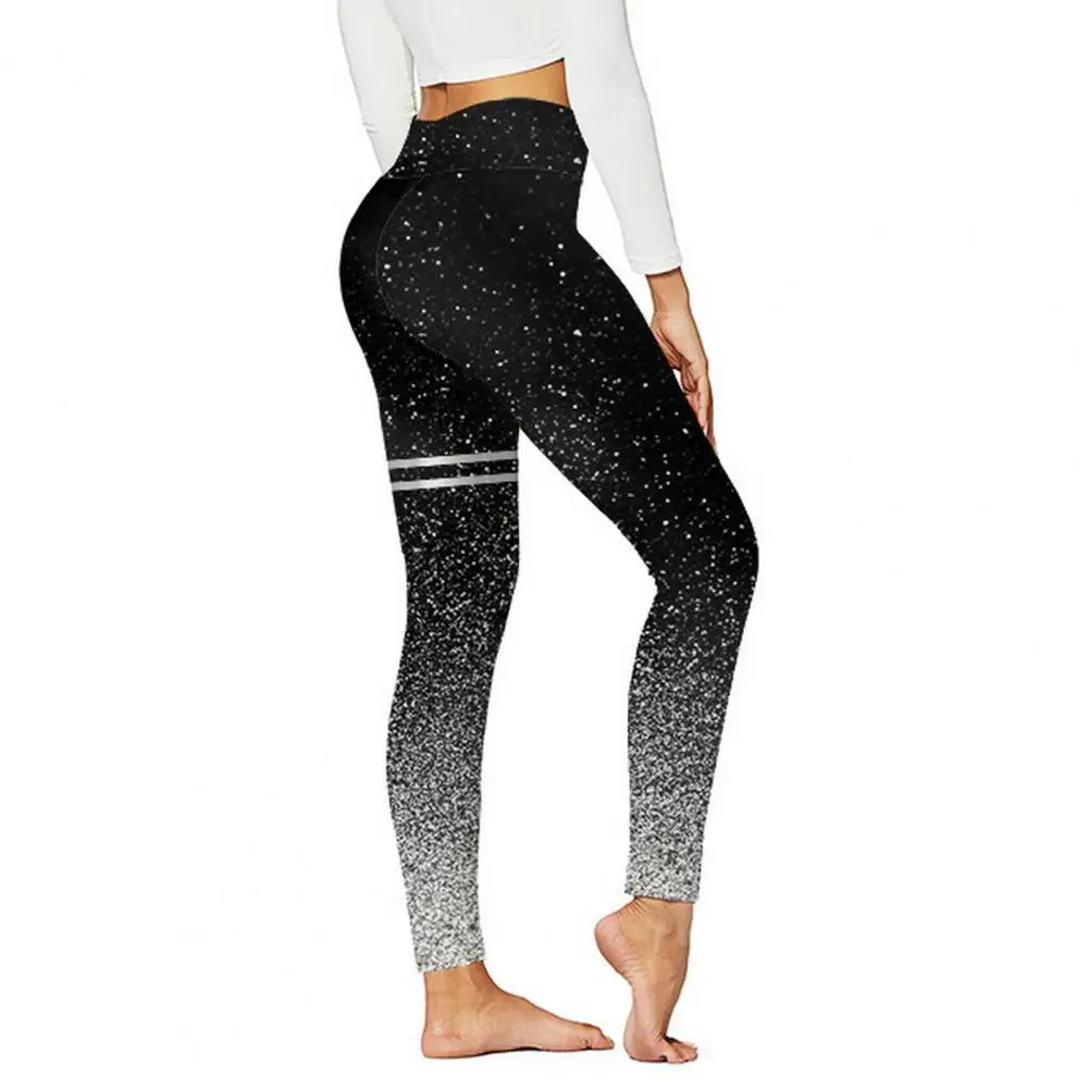 

Slim Fit Pants Women Leggings High Waist Slim Fit Hip Lift Yoga Pants Glitter Golden Stamping Stretch Pants Travel Work School D