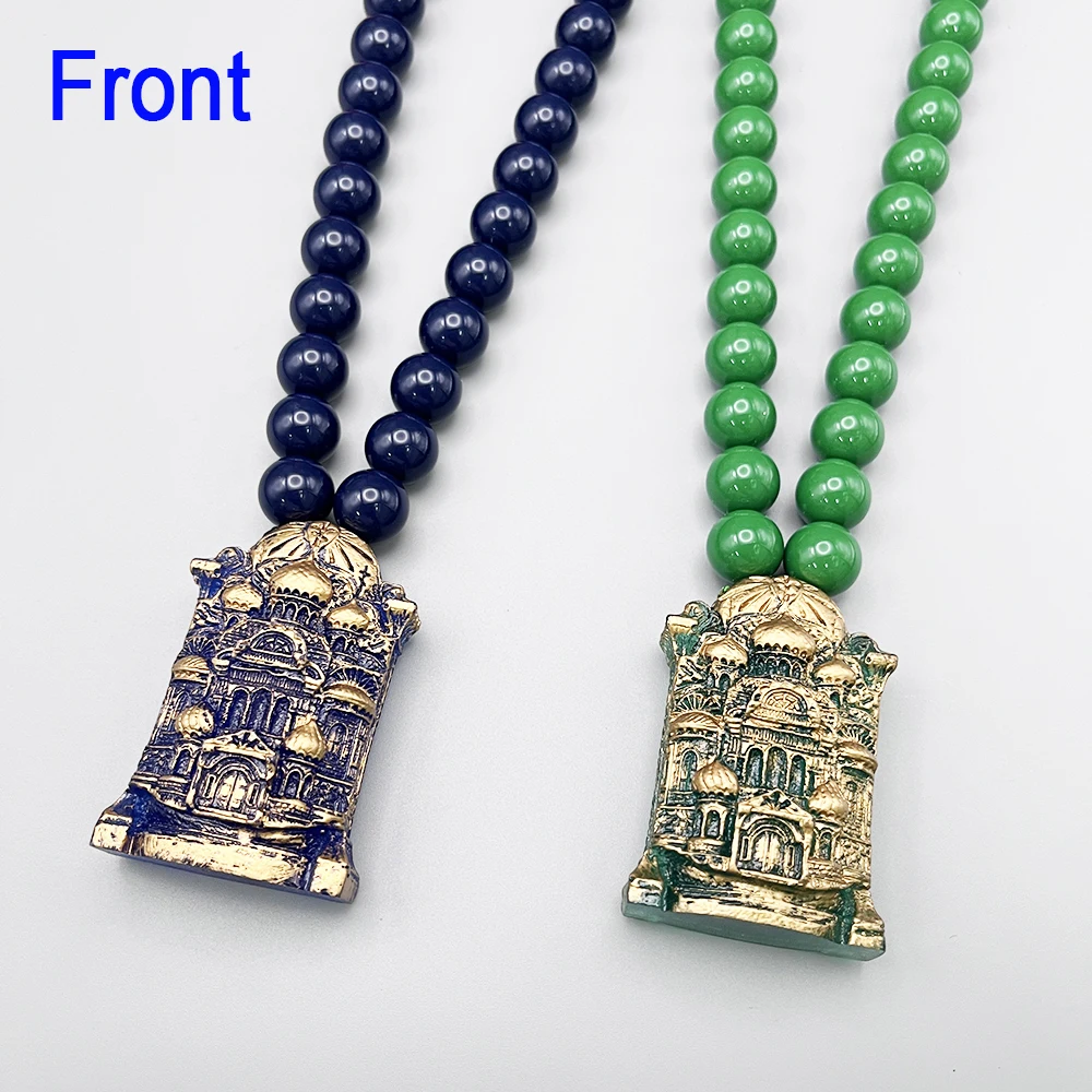 GS188 NEW Gothic Palace Style Pendant 3D Blue Green Ttransparent Resin Beading Car Rearview Mirror Deco Religion Church Rosary ﻿