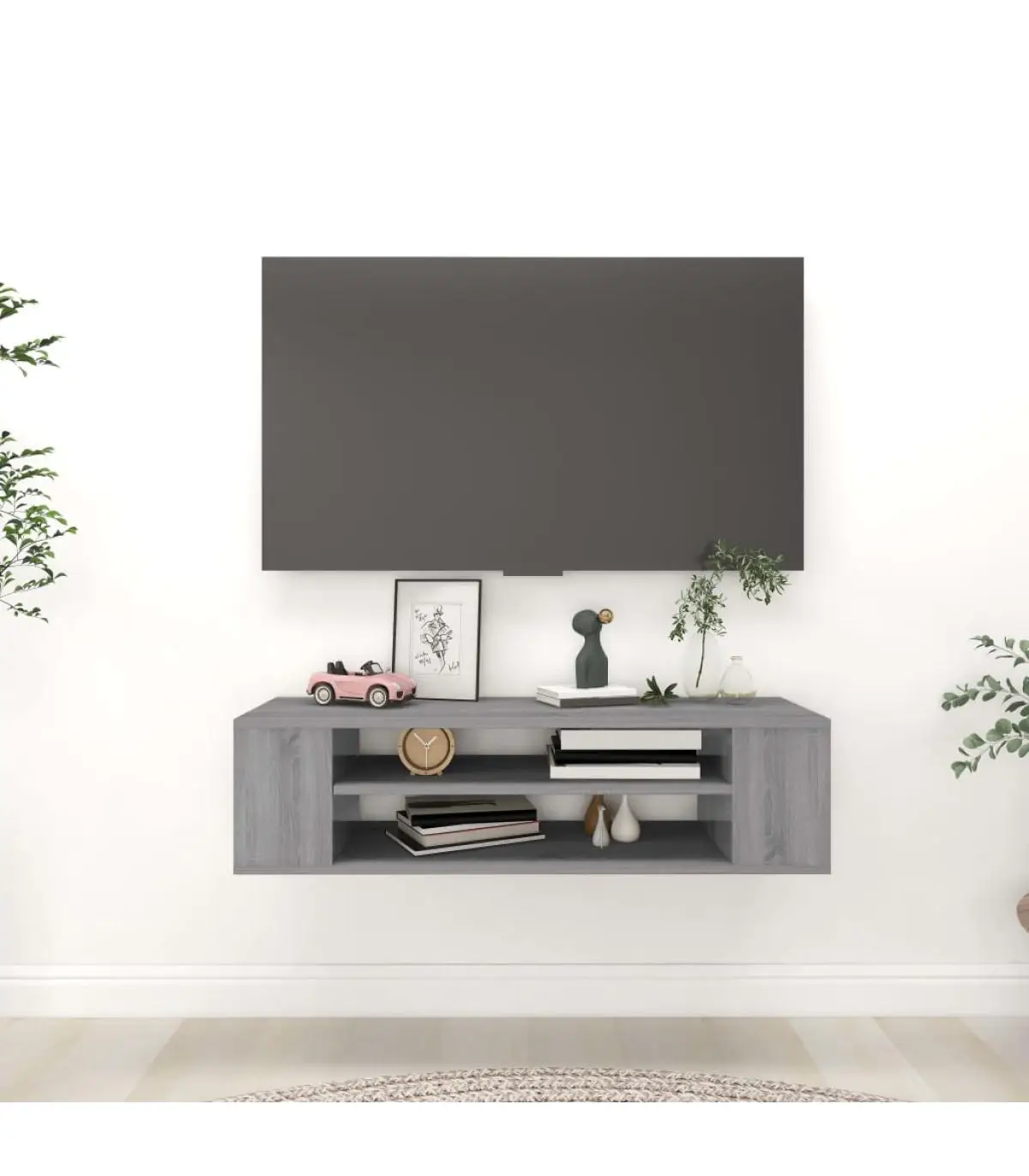 Furniture TV furniture hanging plywood gray 100x30x26,5 cm