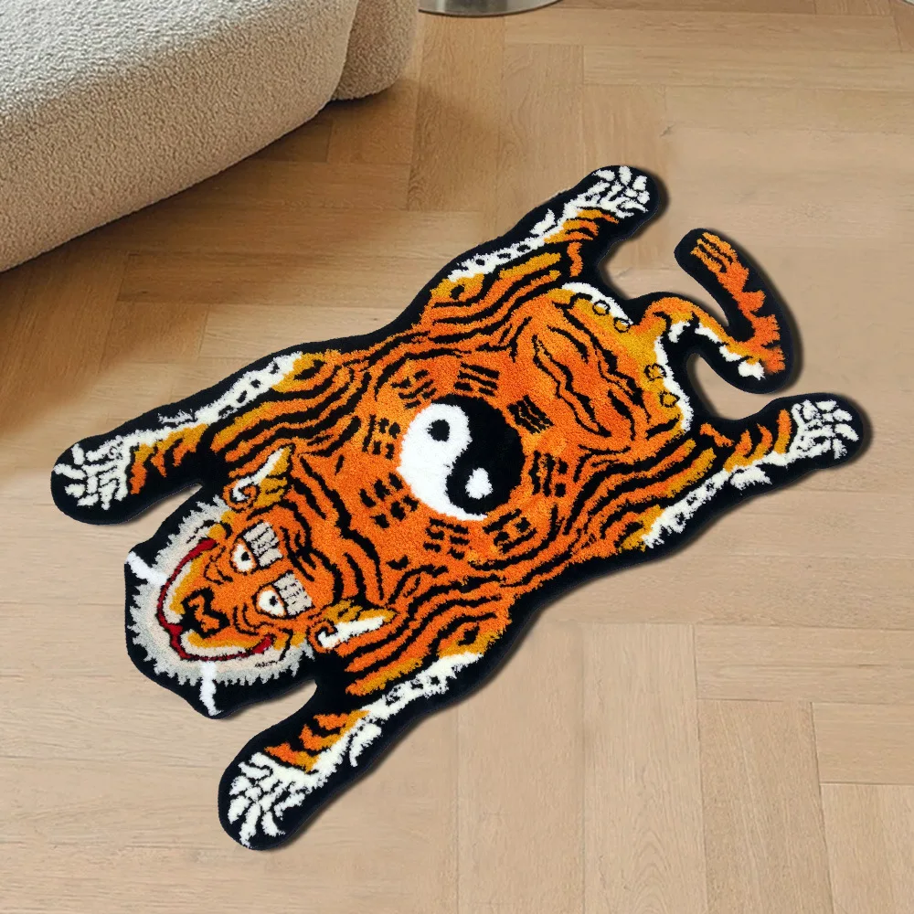 

Handmade Tufting Tiger Carpet Living Room Bedroom Decor Area Rugs Bedside Plush Foot Pad Bathroom Floor Mat Anti-slip Doormat