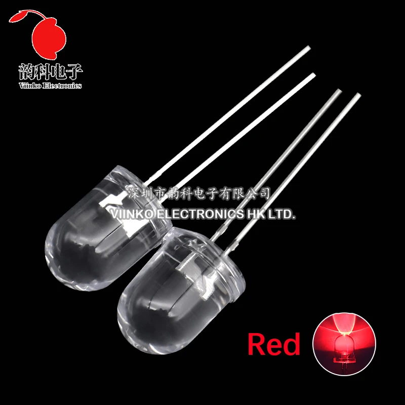 10pcs F10 10mm LED 5 Colors Red Blue Yellow Green White Transparent 20mA 0.75W Ultra Bright Round LED Light Emitting Diode Lamp