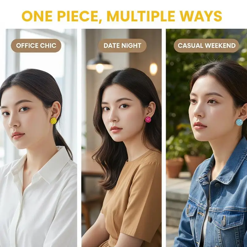 1 pair Fashion Colored Resin Sweet Design Polka Dot Circular Stud Earrings for Women Novelty Jewelry in Assorted Colors Gift