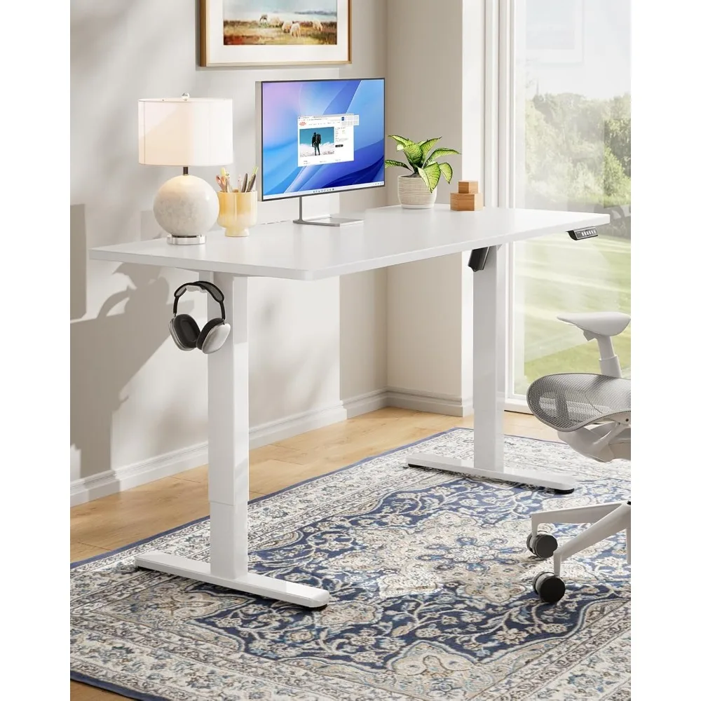 Escritorio eléctrico de pie, escritorio de pieza entera de 48" x 24", escritorio para computadora de altura ajustable, 4 ajustes de memoria de altura, sentarse de pie