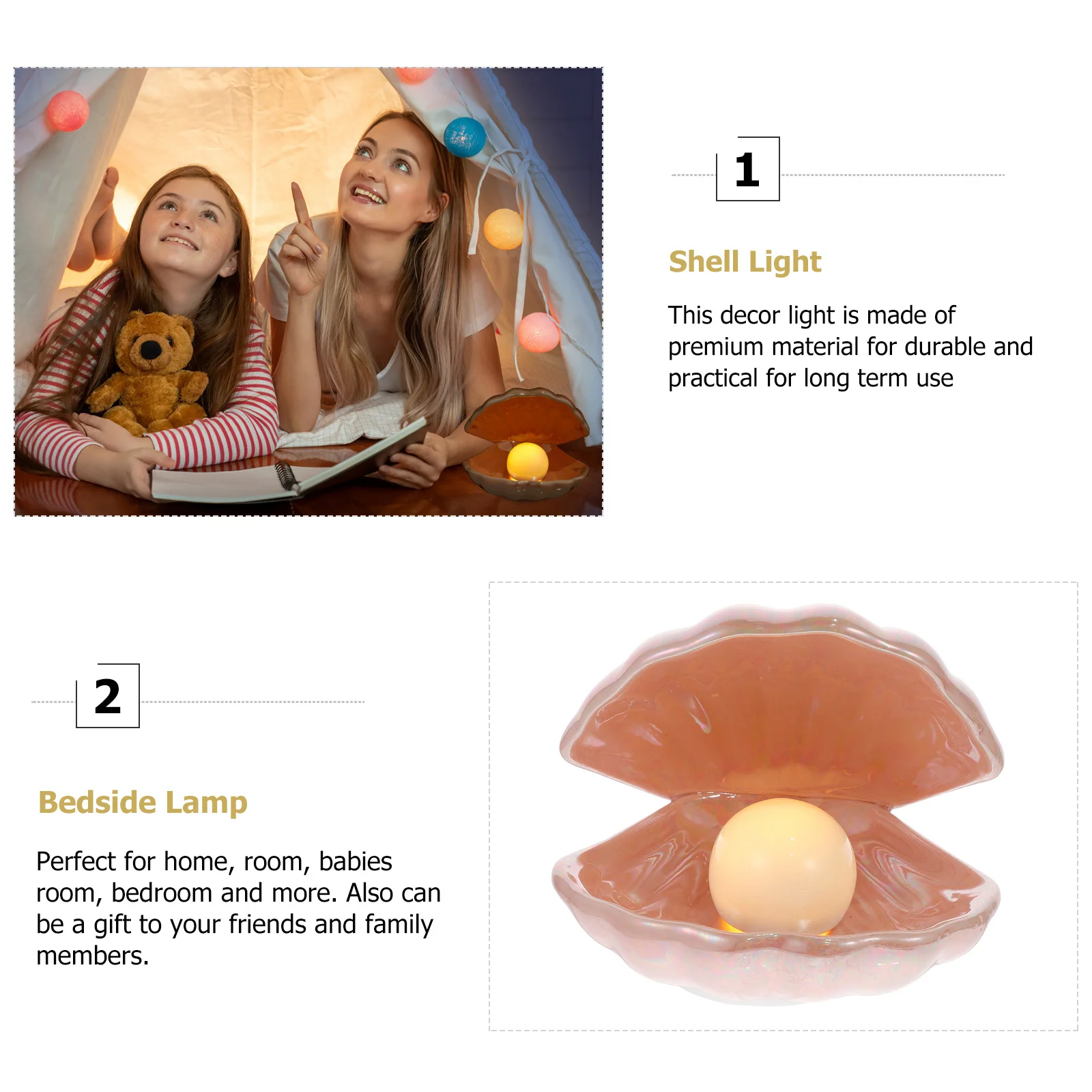 Pink Ceramic Shell Night Light Bedside Lamp For Home Bedroom Decor Desktop Decoration Table Ornament European Style