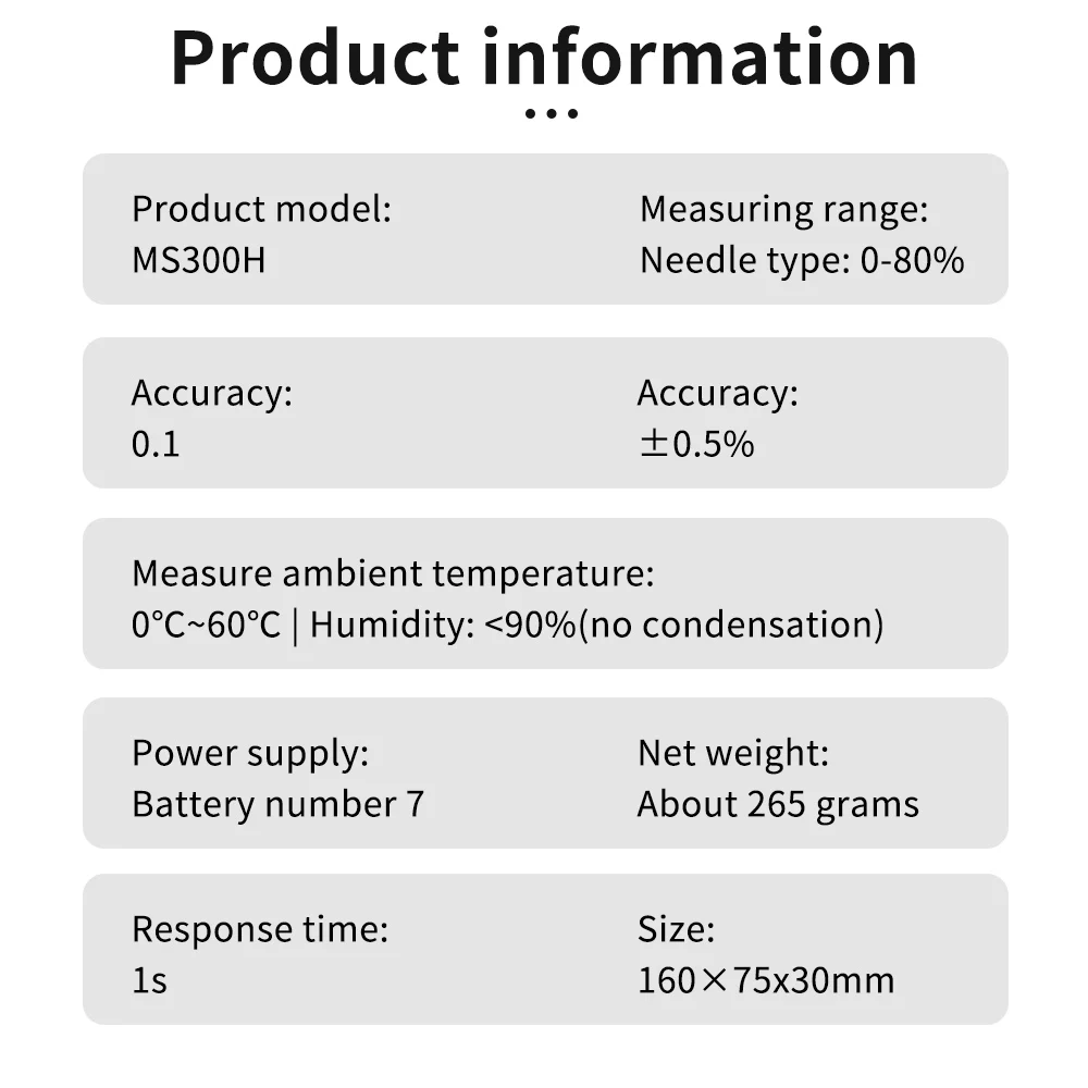 MS300H Portable Hay Moisture Meter with Probe for Hay Bale,Cereal Straw,Forage Grass,Alfalfa,Leymus Chinensis Humidity Tester