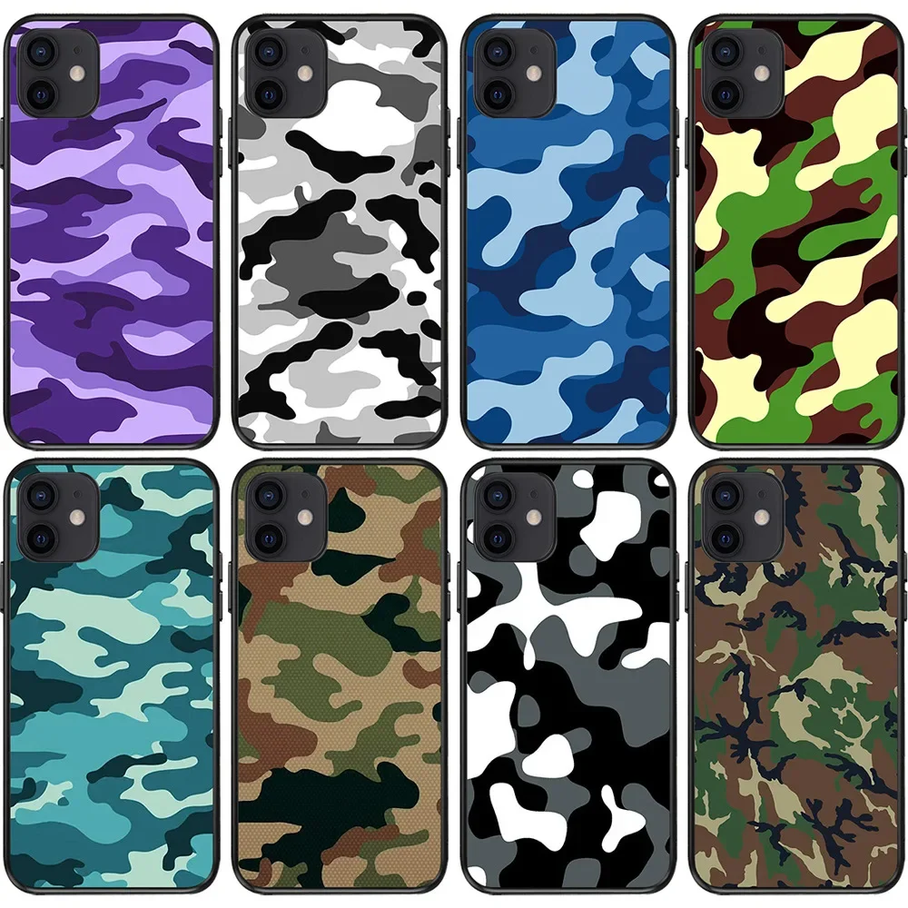 Suitable for iPhone 15 foreign trade new military green camouflage pattern phone case, men's phone case, phone protection