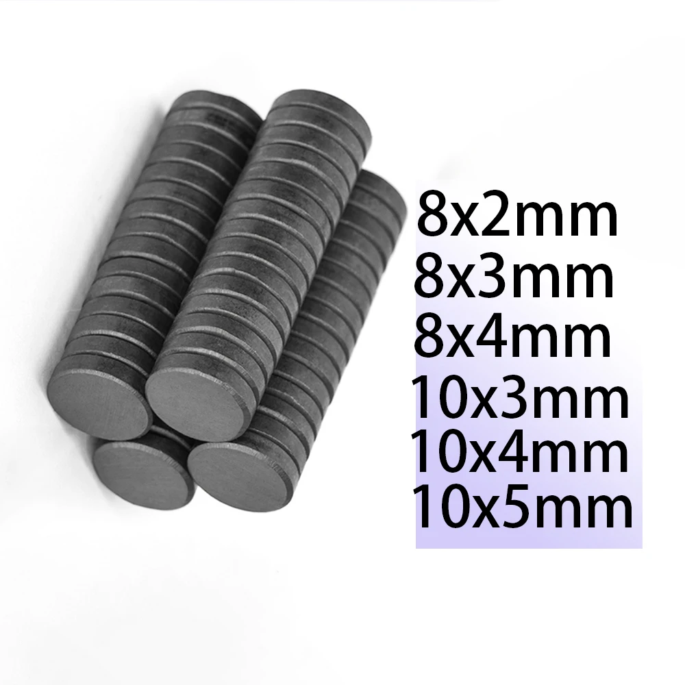 

100/200p 8x3 8x4 10x3 10x4 10x5 Black Round Magnets DIY Permanent Ferrite Rare Earth Magnets Epoxy Coating Fridge Sticker dIsc