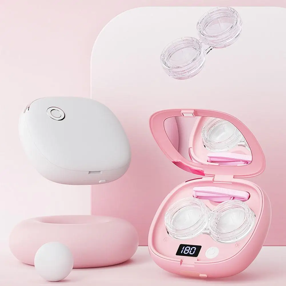 Ultrasonic Vibration Rechargeable Contact Lens Cleaner Blue Light Lens Storage Box Remove Impurity Contact Lens Electric Cleaner