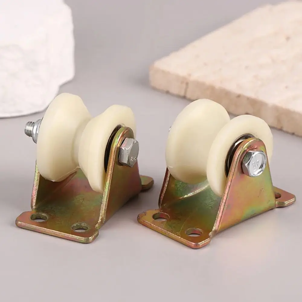 1Pcs New Grooved Nylon Bearing Pulley 30U/V With Stand Heavy Duty Rollers 30mm 45# Rigid Caster Sliding Heel Tool