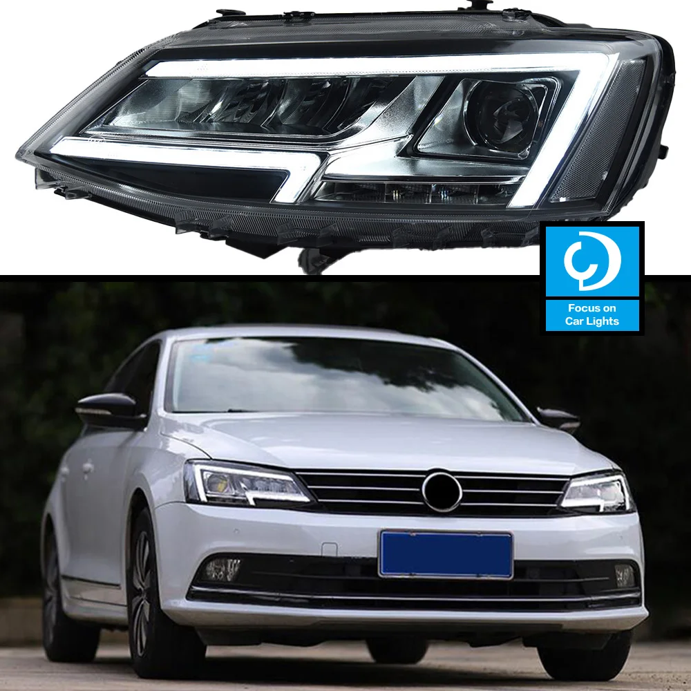 Samochód przedni reflektor dla Jetta MK6 2012-2018 MK7 lampa czołowa LED stylizacji dynamiczny kierunkowskaz akcesoria samochodowe 2 sztuk