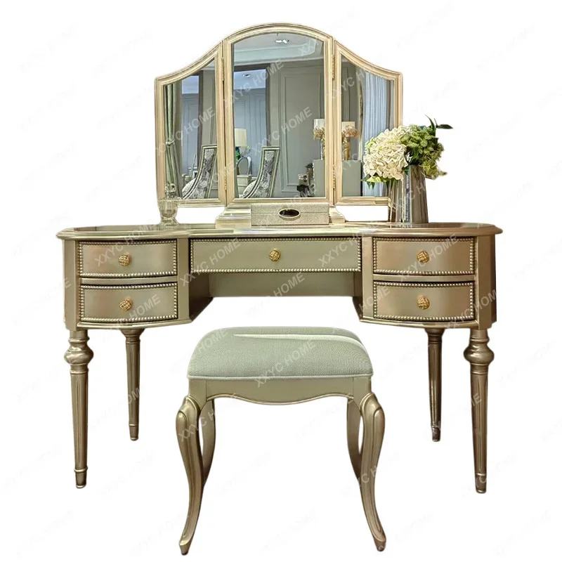 

Light luxury dresser, bedroom solid wood high-end diamond-encrusted makeup table, combined multi-color optional