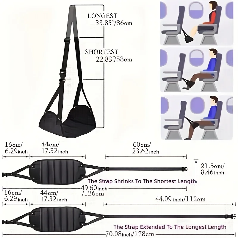 Adjustable Foot Hammock, Foot Pedal, Suspended Leg Hammock, Portable Travel Accessories, Suitable for Use on Airplanes image 3