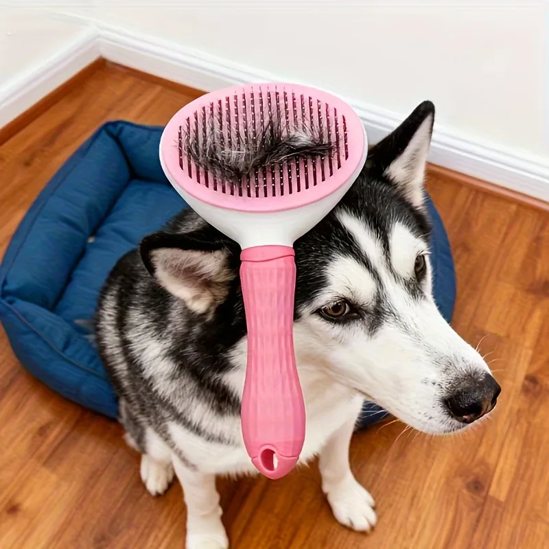 Peine para Eliminar Pelo de Mascotas con un Solo Clic: Herramienta de Aseo Autolimpiante para Perros y Gatos. Cepillo para Eliminar Pelo Suelto Fácil de Usar para el Hogar y Viajes