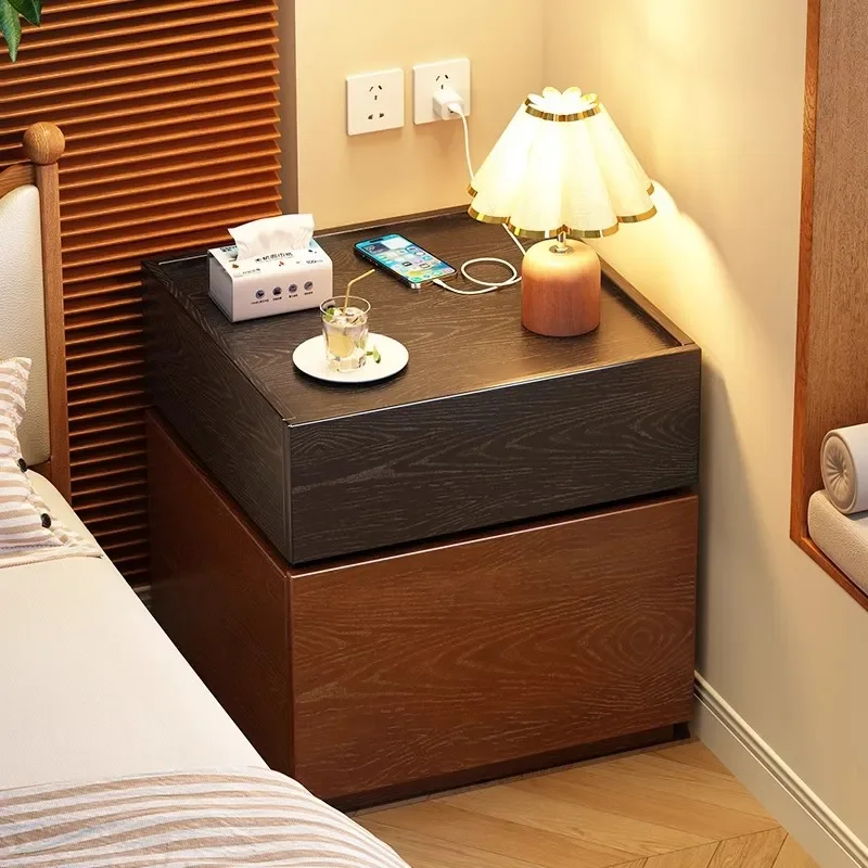 for Solid Wood Bedside Table Simple Modern 2025 New Small Bedroom Home Installation Free Storage Cabinet