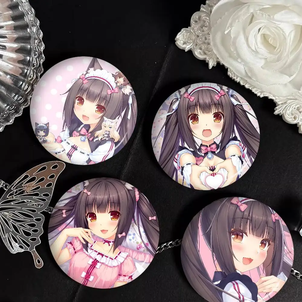 Nekopara Anime Creative Pins Funny Round Snap-in Brooch Badge Backpack Hat Accessories Jewelry Gifts for Friend