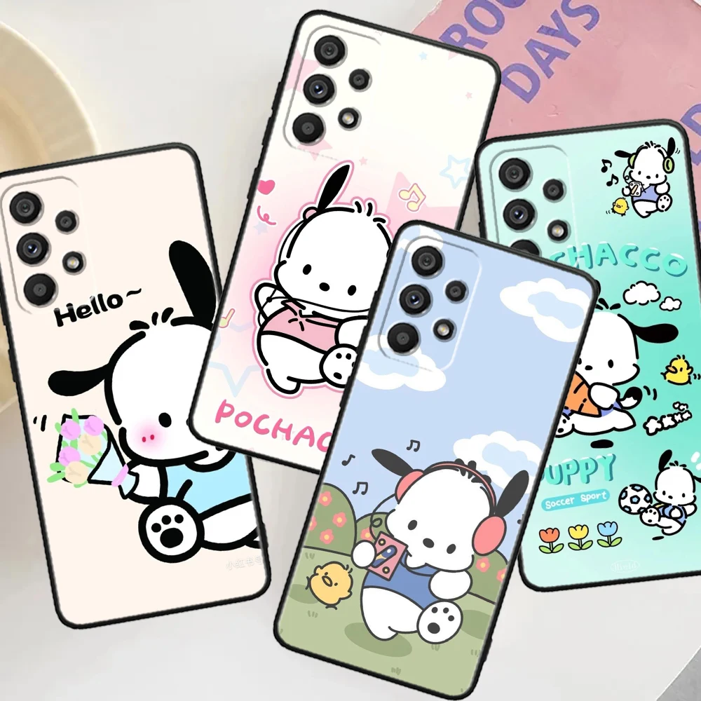 

Pochacco Cute Cartoon For Samsung Galaxy A73 A72 A55 A54 A53 A52S A34 A33 Shockproof TPU Soft Black Phone Case